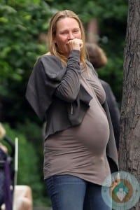 Pregnant Uma Thurman out purchasing ice cream in NYC