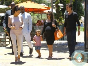 pregnant Kourtney Kardashian, Scott Disick, Mason Disick, Kim Kardashian, Kanye West Out in Calabasas
