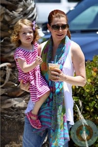 Alyson Hanngian and daughter Satyana Denisof out in La