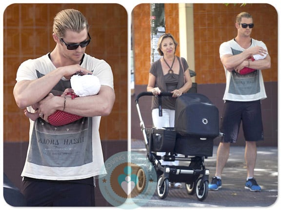 Chris Hemsworth with daughter India Rose, MIL Cristina Medianu, Madrid
