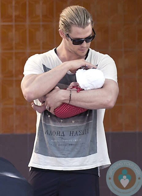 Chris Hemsworth with daughter India Rose, Madrid