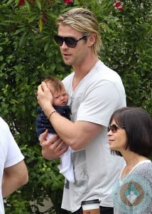 Chris Hemsworth with his daughter India Hemsworth out inSanta Monica