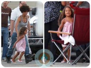 Halle Berry, Nahla Aubry on the set of The Hive California