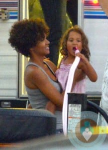 Halle Berry, Nahla Aubry on the set of The Hive, California