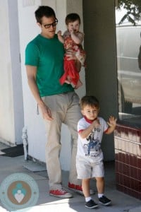 Johnny Knoxville with  kids Arlo and Rocko