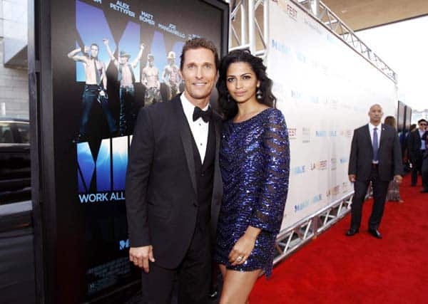 Matthew McConaughey and a pregnant Camila ALves at the Magic Mike premiere
