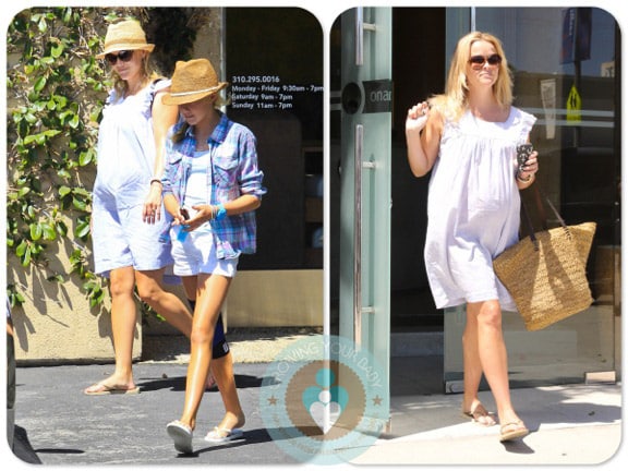 Pregnant Reese Witherspoon with daughter Ava Phillippe at the spa