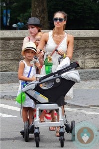 jessica alba, honor warren, haven warren, out in Central Park NYC - orbit stroller