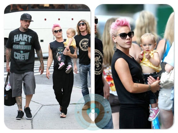 singer Pink with daughter Willow and husband Cary Hart in NYC