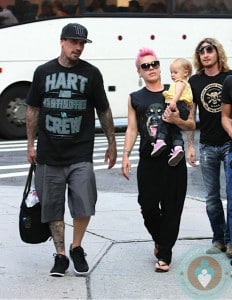 singer Pink with daughter Willow, husband Cary Hart in NYC