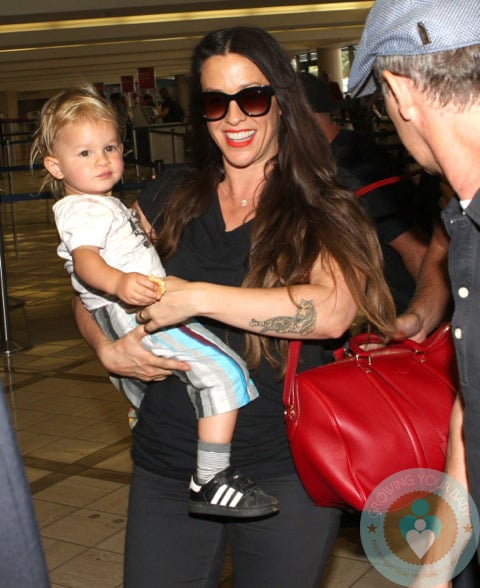 Alanis Morissette with son Ever LAX