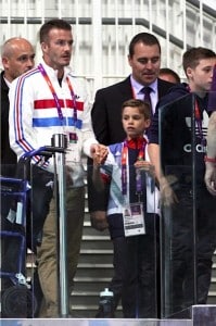 David Beckham with son Romeo at London Summer Olympics
