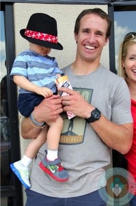 Drew brees with son Bowen in New Orleans