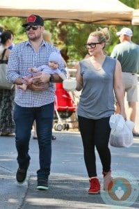 Hilary Duff and Mike Comrie with son Luca out in LA