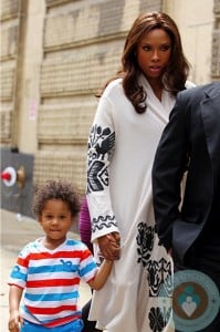 Jennifer Hudson with son David Otunga Jr, NYC