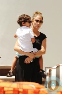 Jennifer Lopez with son Max poolside in Miami