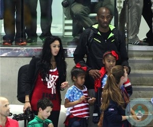 Kobe Bryant seen with wife Vanessa Laine and daughters Natalia and Gianna London at the Olympics