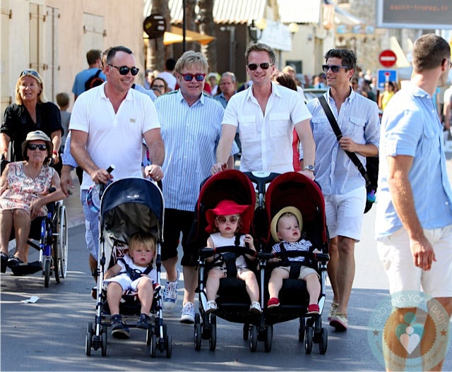 NPH and Elton John with their families in ST
