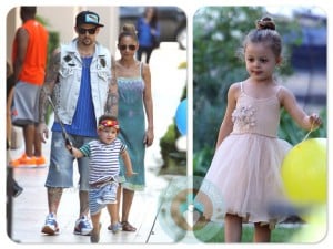 Nicole Richie, Joel Madden, Sparrow Madden, Harlow Madden at a Birthday Party