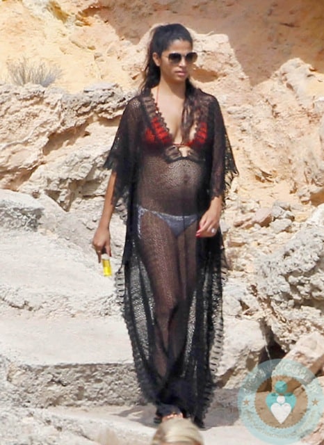 Pregnant Camila Alves on the beach in Ibiza