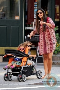 Pregnant Camila Alves with kids Levi and Vida McConaughey in NYC