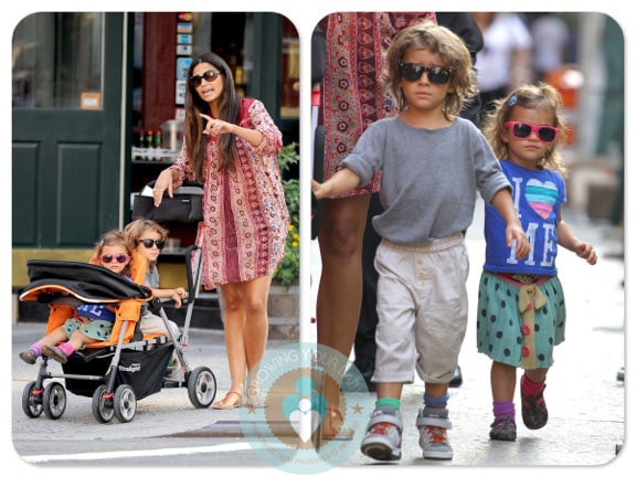 Pregnant Camila Alves with kids Levi and Vida NYC