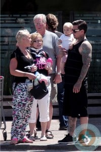 Singer Pink, Carey Hart and Willow Hart out for sushi in Malibu