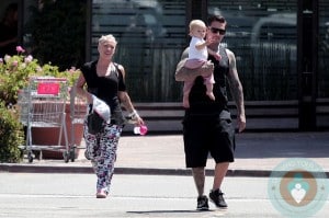 Singer Pink, Carey Hart and Willow Hart out in Malibu