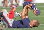 Tom Brady with son Benjamin and john at the Patriots training camp