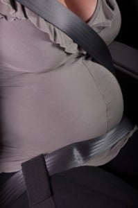 Pregnant mom in a regular seat belt