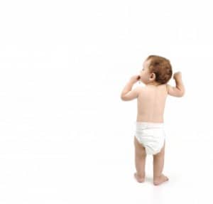 toddler in a diaper alone