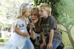 Actress Allison Sweeney with daughter Megan and son Ben at the Disney Baby Store Opening