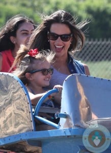 Alessandra Ambrosio with daughter Anja Mazur out at Malibu cookout