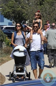 Alessandra Ambrosio with partner Jamie Mazur & daughter Anja out at Malibu cookout