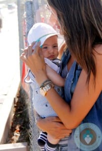Alessandra Ambrosio with son Noah Mazur out at Malibu cookout