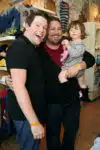 Bill Horn and Scout Masterson with daughter Simone Masterson-Horn at the Disney Baby Store Opening