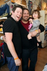 Bill Horn and Scout Masterson with daughter Simone Masterson-Horn at the Disney Baby Store Opening