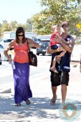 Carson Daly & a pregnant Siri Pinter with son Jackson at the Malibu cookout