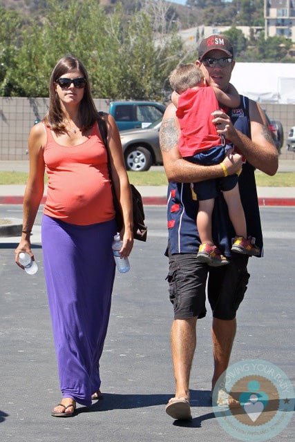 Carson Daly and a pregnant Siri Pinter with son Jackson at the Malibu Cookout