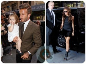 David and Victoria Beckham with daughter Harper Balthazar Restaurant in Soho, NYC