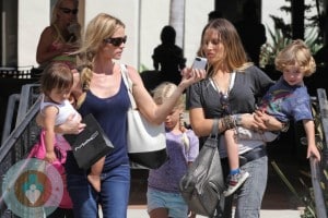 Denise Richards with Eloise, Brooke Mueller with Bob Sheen
