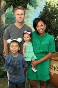 Eric Nenninger, James Nenninger, Naomi Nenninger and actress Angel Parker at the Disney Baby Store Opening