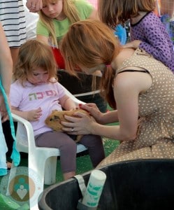 Isla Fisher with daughter Elula at the petting zoo