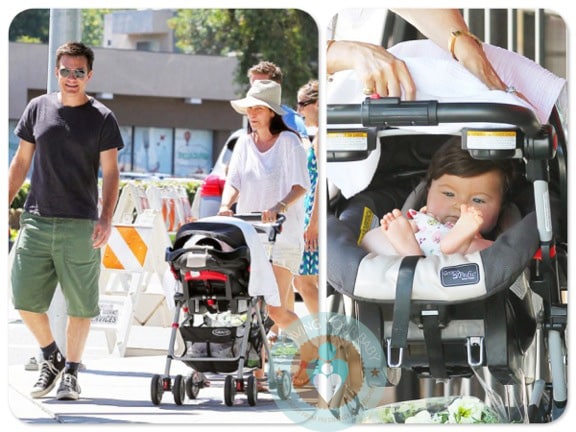 Jason Bateman, Amanda Anka and Maple Sylvie Bateman at the Farmer's Market