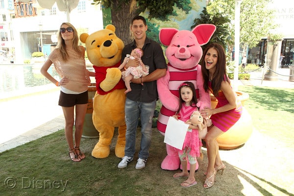 Samanthat Harris (far right) with daughter Josselyn and actor Talon Smith with wife and daughter at the Disney Baby Store Opening