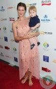Sarah Lancaster with her son Oliver at Britax RED Carpet event