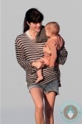 Selma Blair cuddles her son Arthur at the beach