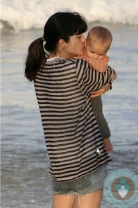 Selma Blair plays with her son Arthur @ the beach