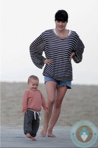 Selma Blair plays with her son Arthur at the beach