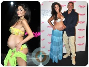 pregnant Raffaella Fico models for Pin-Up Stars in Milan